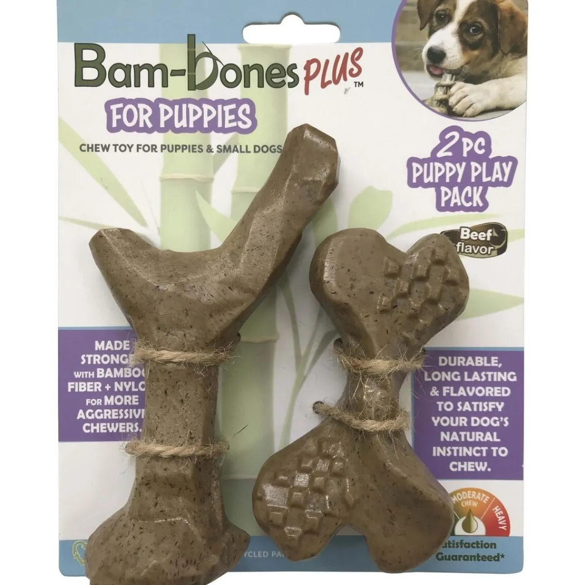 Bam-Bones Purulelut Ja Kongit|Koiranpennun Lelut*BamBones Plus Beef Puppy 2-pack