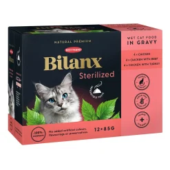 Bilanx Kissan Märkäruoka|Uutuudet Kissoille*Sterilized Chicken, Beef & Turkey 12 x 85 g