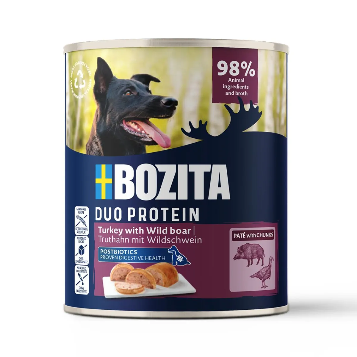 Bozita Koiran Märkäruoka Ja Makkarat*Dog Pate Turkey with Wild Boar