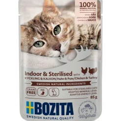 Bozita Kissan Märkäruoka|Viljaton Kissanruoka*Indoor & Sterilised kana&kalkkuna kastikkeessa 85 g