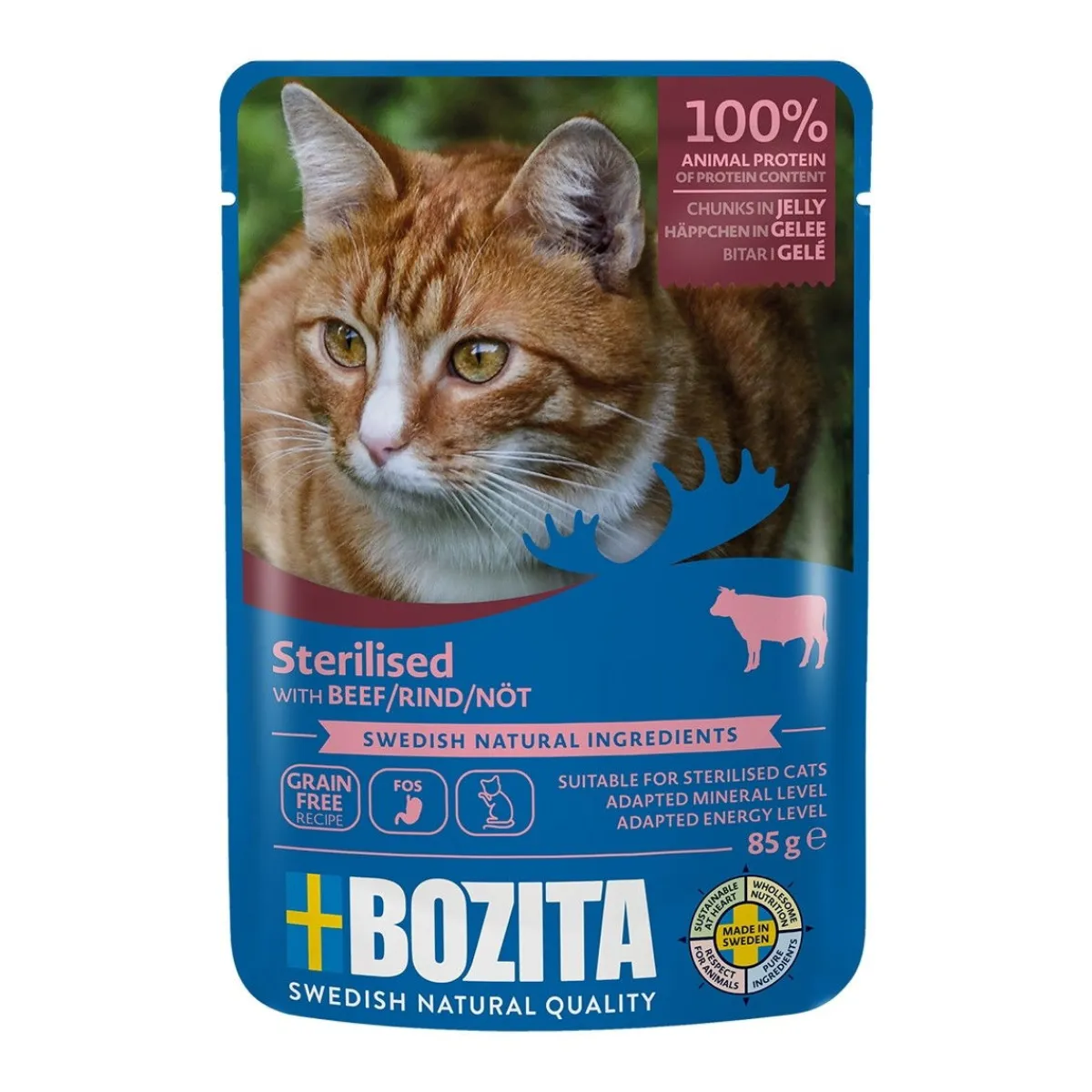 Bozita Kissan Märkäruoka|Viljaton Kissanruoka*Indoor & Sterilised nauta hyytelössä 85 g