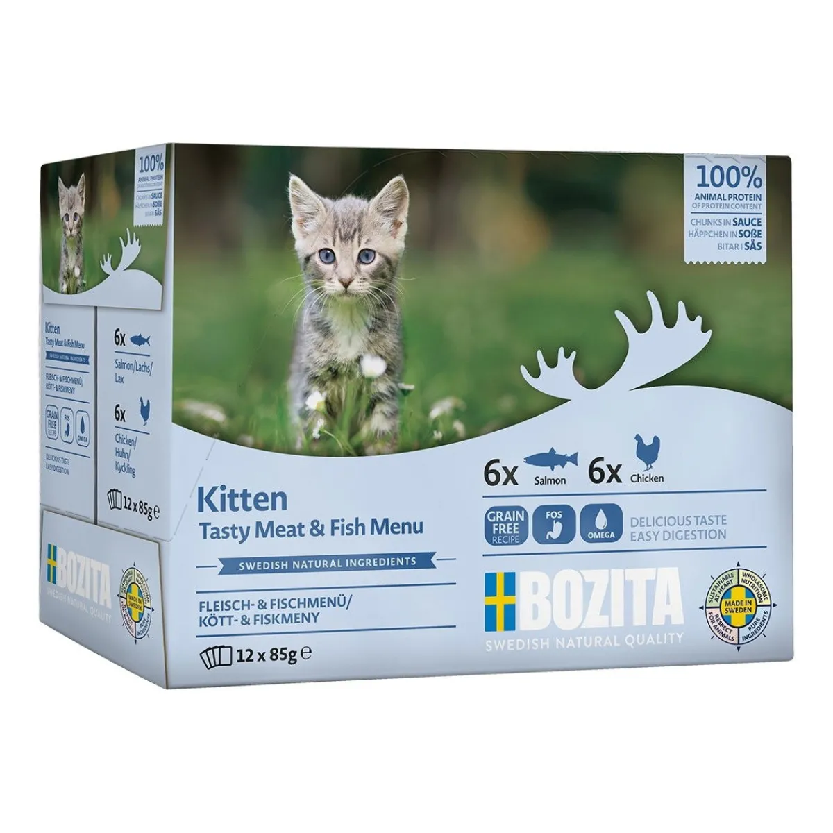 Bozita Kissan Märkäruoka|Kissanpennun Ruoka*kitten lajitelma kastikkeessa 12x85 g