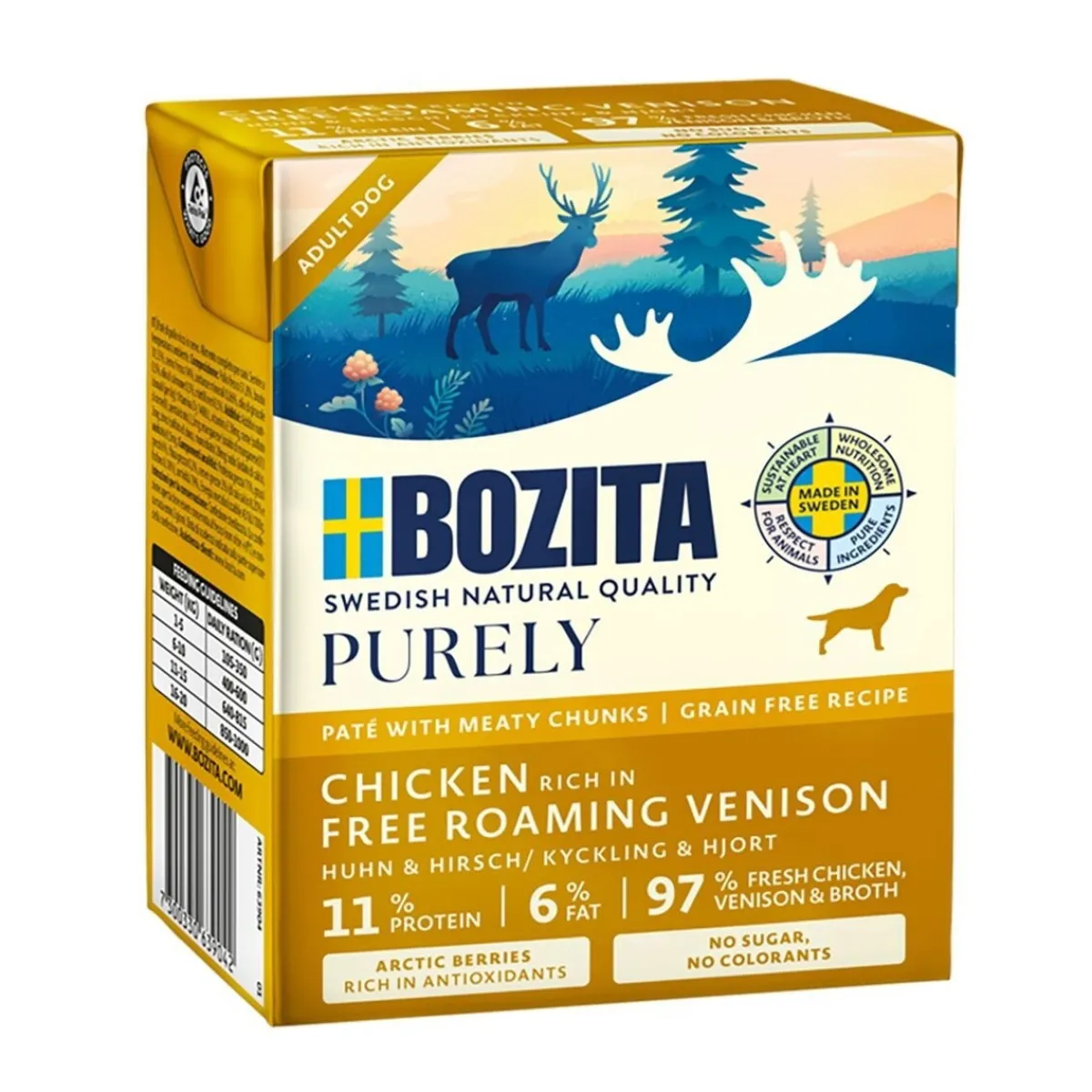 Bozita Viljaton Koiranruoka|Koiran Märkäruoka Ja Makkarat*Purely Paté Peura 370 g