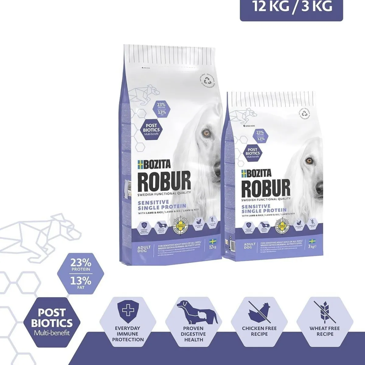 Bozita Robur Koiran Kuivaruoka|Koiranruoat Erityistapeisiin*Adult Sensitive Single Lamb
