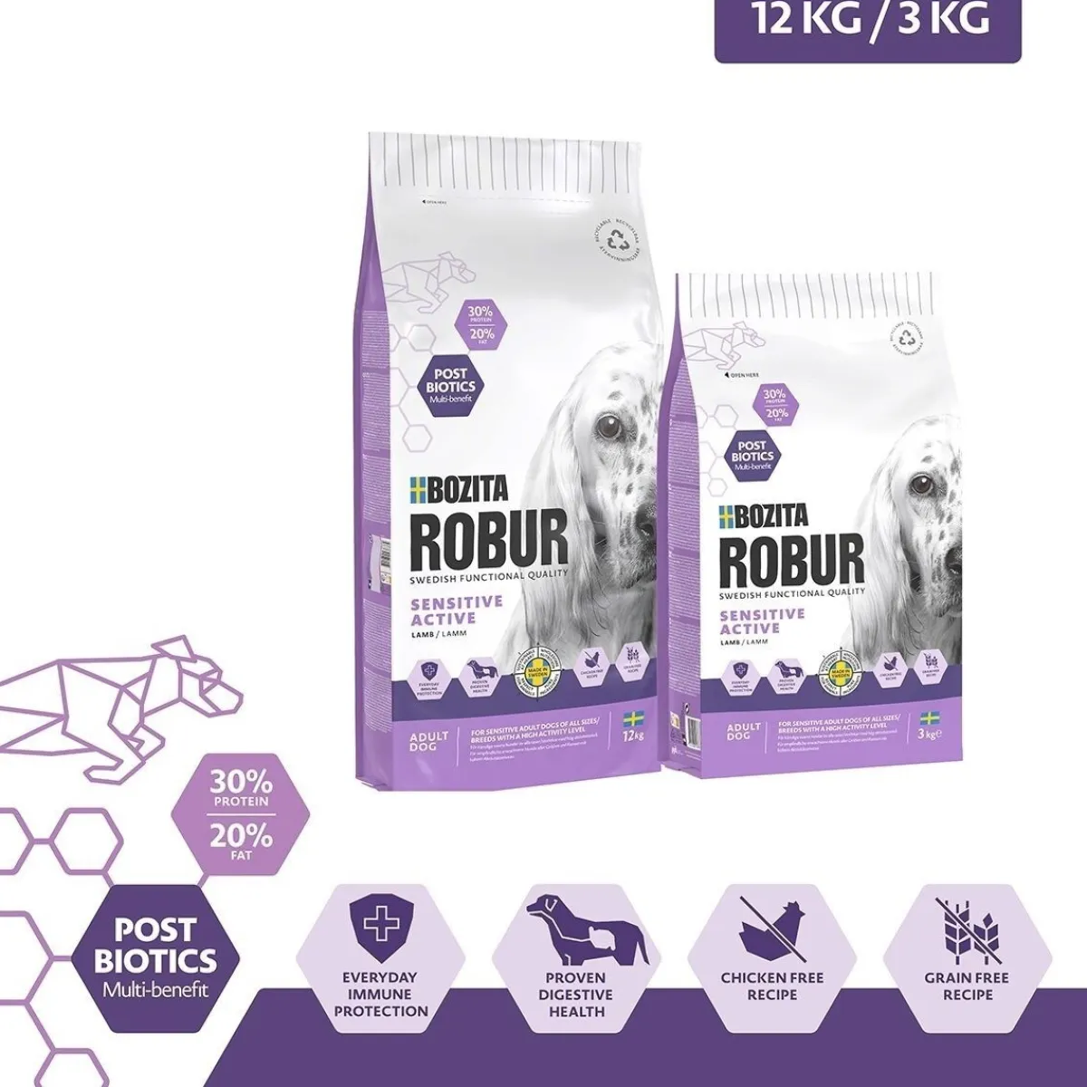 Bozita Robur Koiranruoat Erityistapeisiin|Koiran Kuivaruoka*Sensitive Grain Free Active