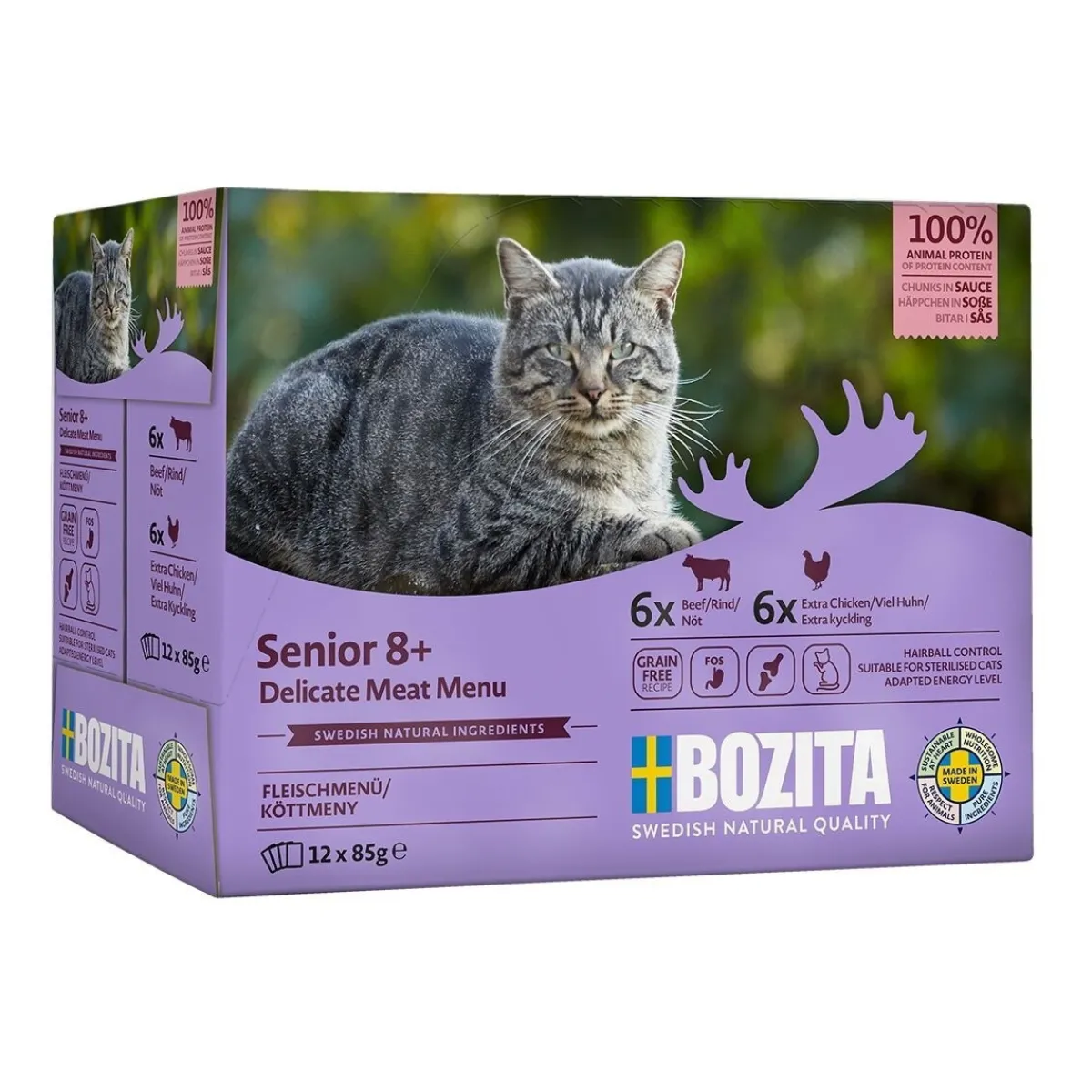 Bozita Seniorikissan Ruoka|Kissan Märkäruoka*Senior 8+ Meat mix Menu 12x85g