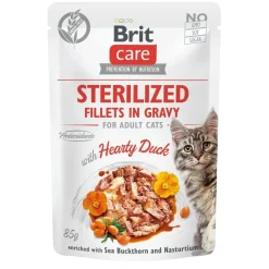 Brit Care Kissan Märkäruoka|Viljaton Kissanruoka*Cat Sterilized ankka kastikkeessa 85 g