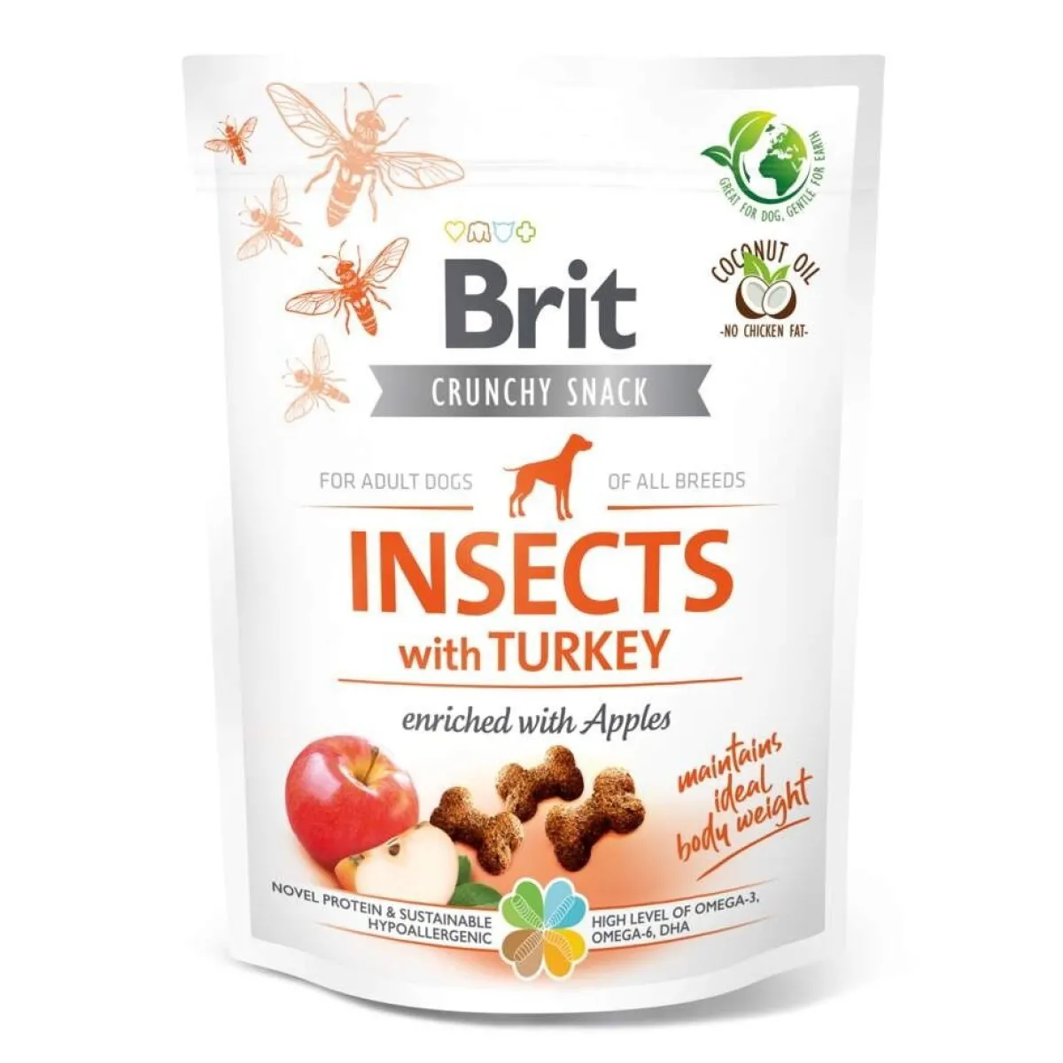 Brit Care Tarjoukset Koirille|Pehmeät Koiran Herkut*Cracker Insects kalkkuna-omena 200g