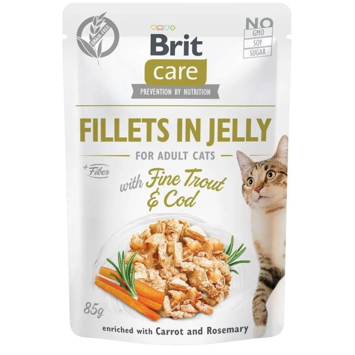 Brit Care Tarjoukset Kissoille|Kissan Märkäruoka*Jelly taimen & turskafilee hyytelössä 85 g