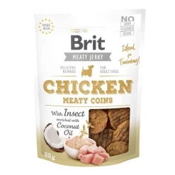 Brit Care Tarjoukset Koirille|Täyslihaherkut*Jerky Meaty Coins kana ja hyönteiset