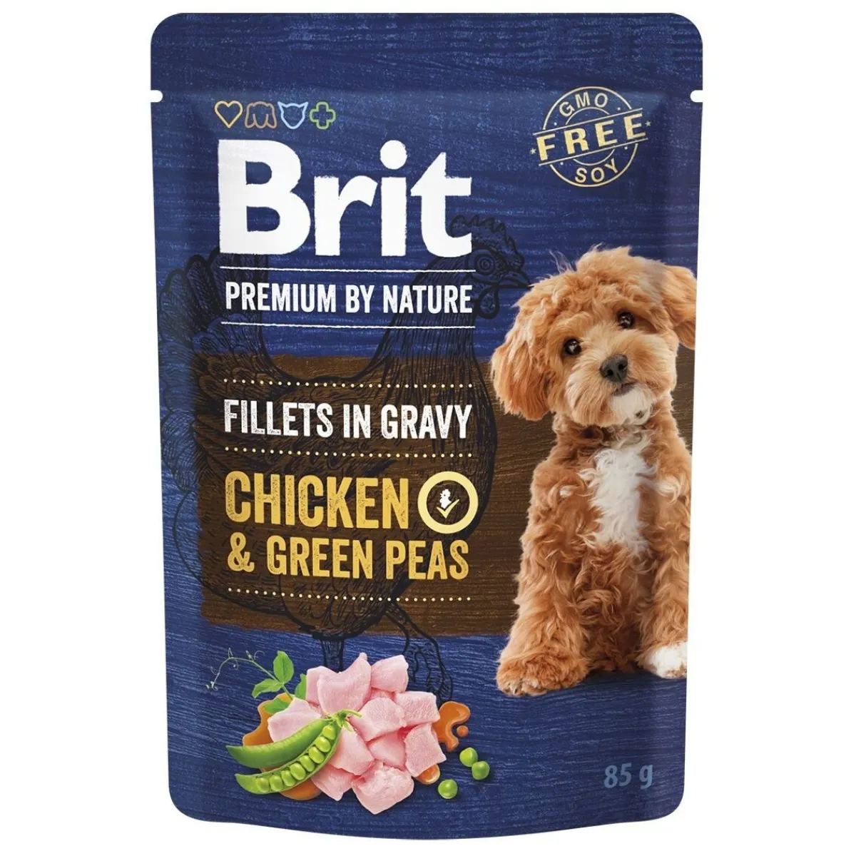 Brit Premium Koiran Märkäruoka Ja Makkarat*by Nature Dog Kana & Vihreät herneet 85 g