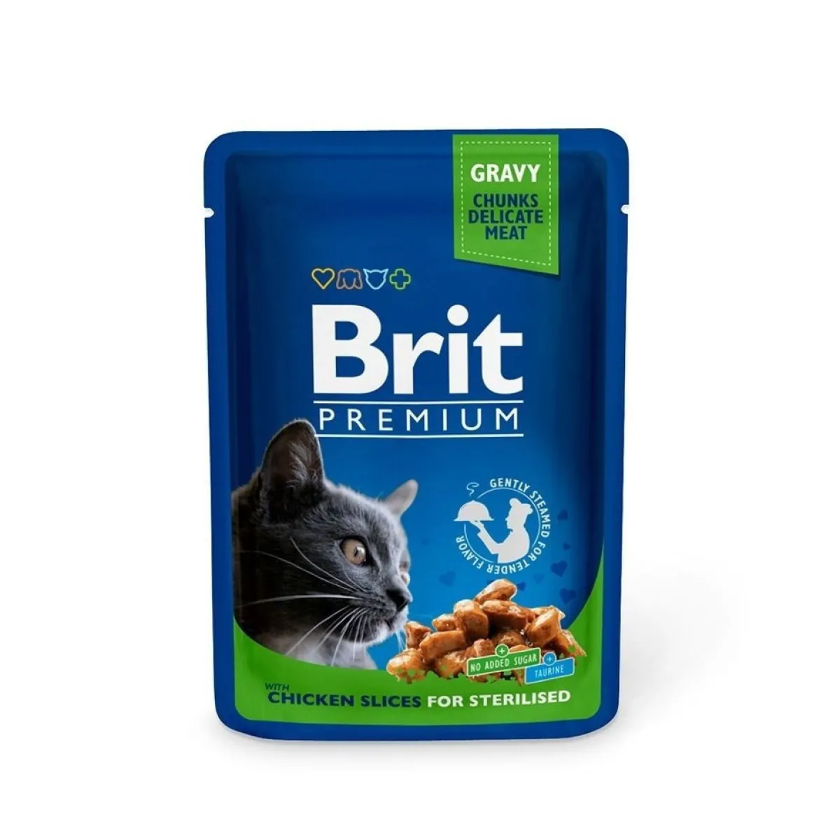 Brit Premium Kissan Märkäruoka|Kissan Erikoisruoat*kanaviipaleet steriloiduille kissoille, 100g