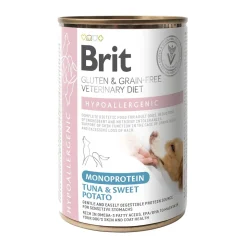 Brit Veterinary Diet Koiran Allergiat|Koiran Eläinlääkäriruoka*for dogs Hypoallergenic Monoprotein Tuna&SweetPotato Can 400g
