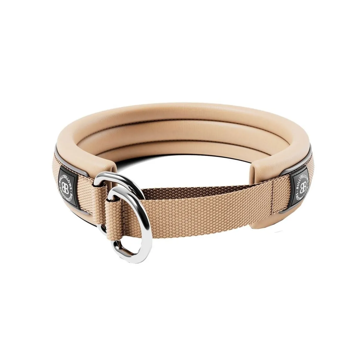 BullyBillows Koiran Pannat*koiran puolikiristävä panta pehmustettu 3 cm, beige