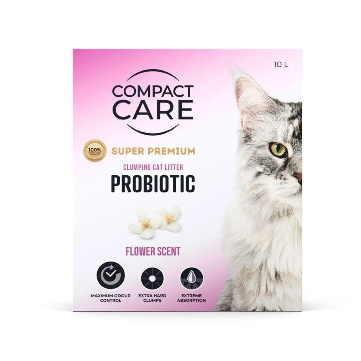 Compact Care Paakkuuntuva Kissanhiekka|Hajustettu Kissanhiekka*Probiotic Flower 10l