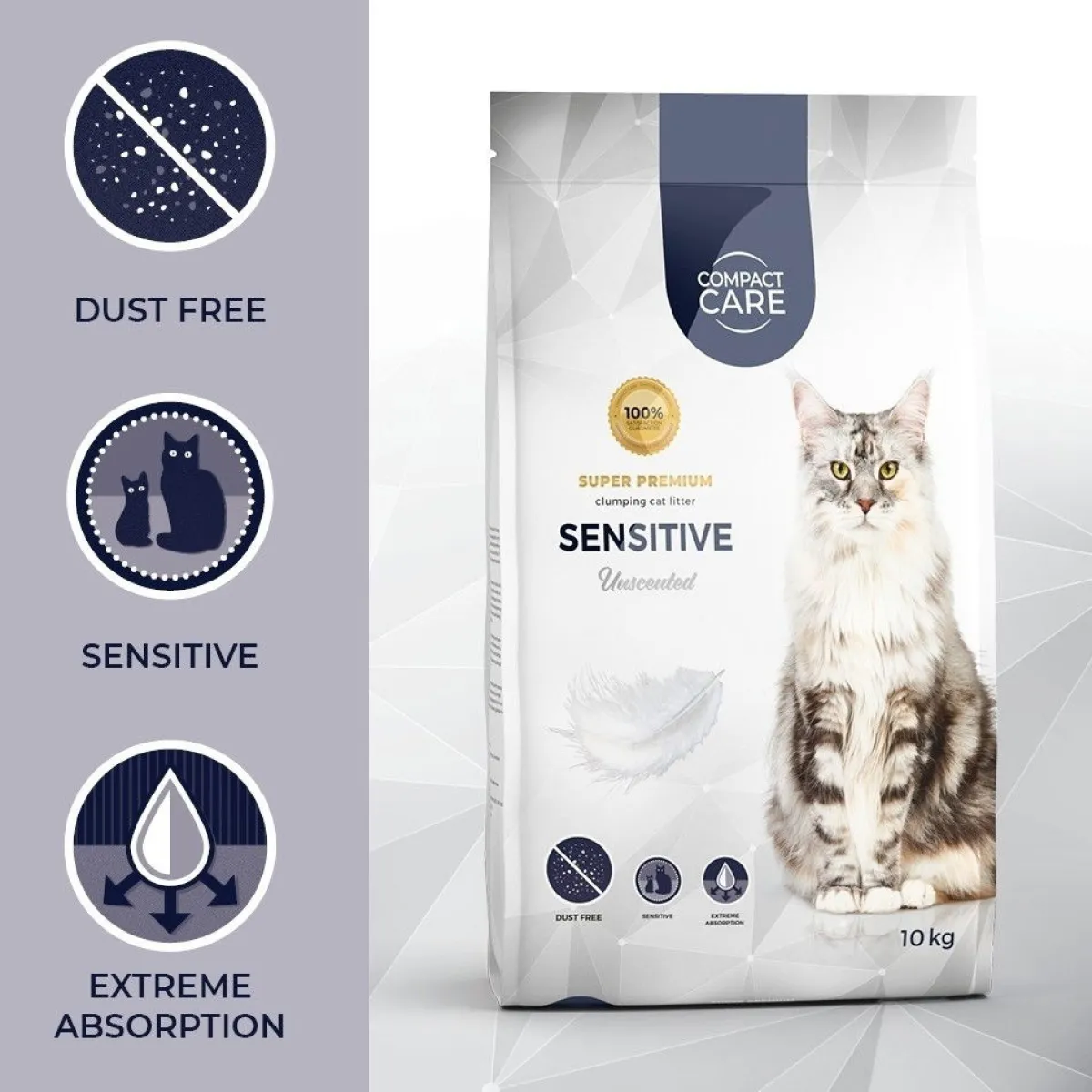 Compact Care Tarjoukset Kissoille|Hajustamaton Kissanhiekka*Sensitive 10 kg