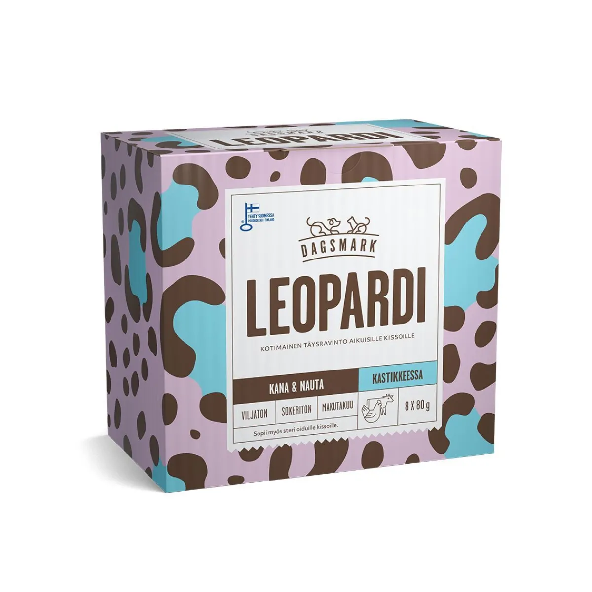 Dagsmark Kissan Märkäruoka|Kotimainen Kissanruoka*Leopardi kana-nauta kastikkeessa 8x80g