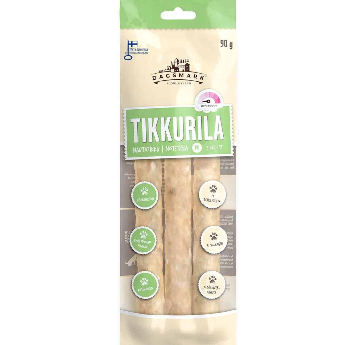 Dagsmark Kotimaiset Koiran Herkut|Puruluut*Rouhetikku Nauta M 90g