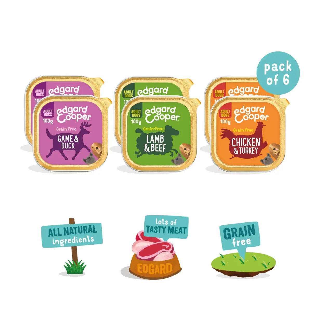 Edgard & Cooper™ Tarjoukset Koirille|Viljaton Koiranruoka*Edgard & Cooper Dog Multipack 6x100g