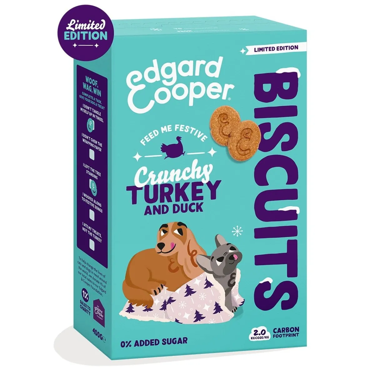 Edgard & Cooper™ Koiran Jouluherkut Ja Kalenterit|Pikkuherkut Ja Treeninamit*Edgard & Cooper Festive Ankka & Kalkkuna herkku koiralle 400g