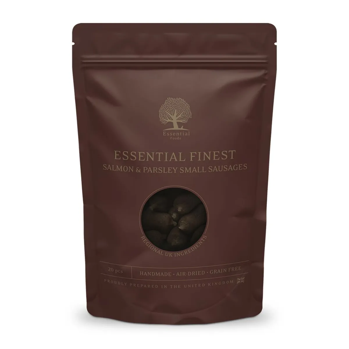 Essential Foods Pehmeät Koiran Herkut|Pikkuherkut Ja Treeninamit*ESSENTIAL Salmon & Parsley Small Sausages 150 g