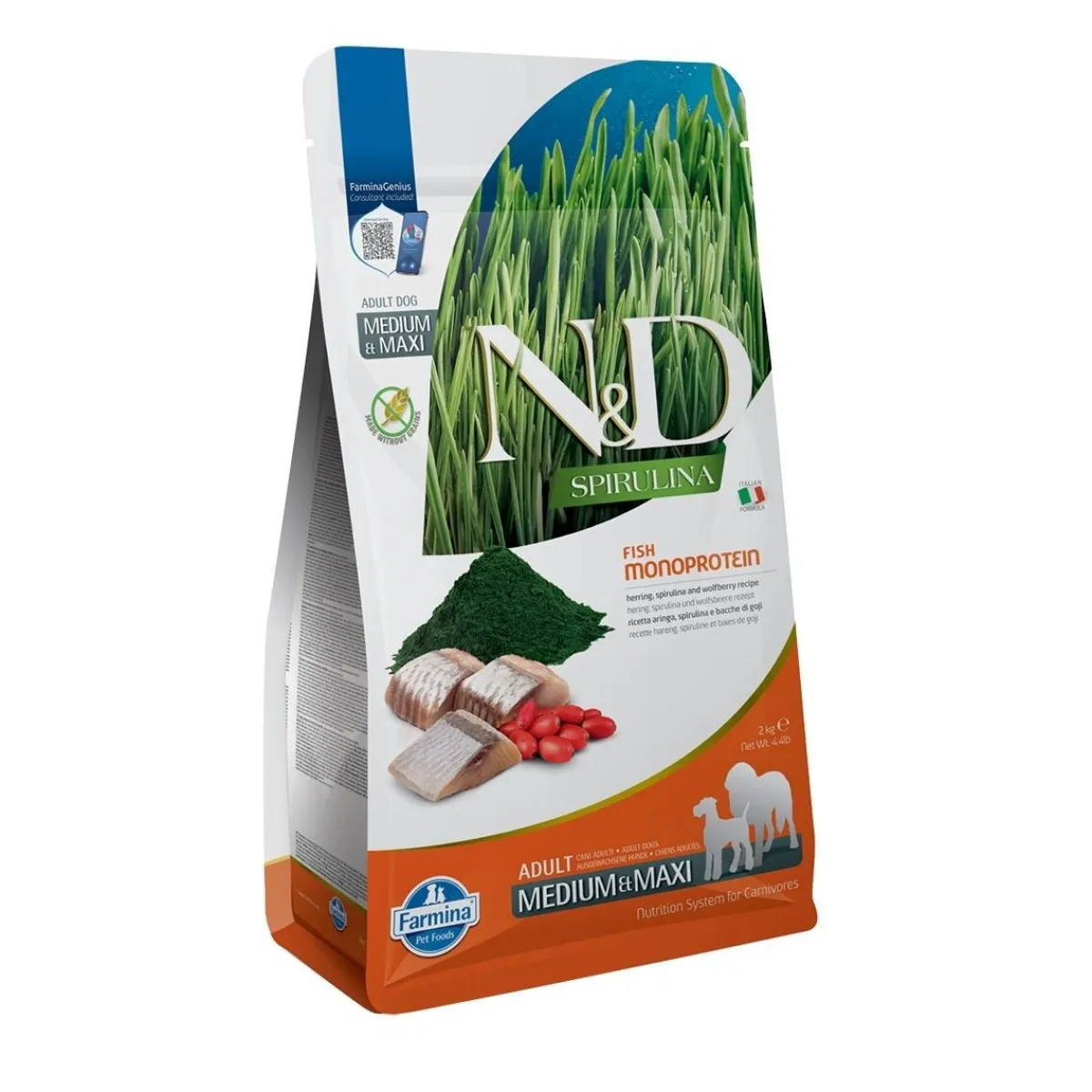 Farmina Koiran Kuivaruoka*N&D Dog Spirulina & Silli M/L 2 kg