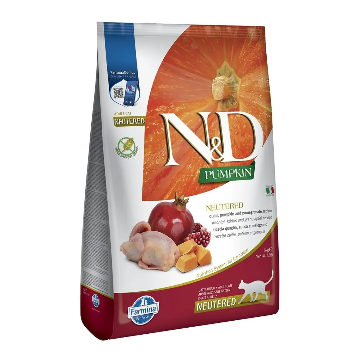 Farmina Kissan Kuivaruoka|Kissan Erikoisruoat*N&D Pumpkin Cat Quail Neutered 5kg