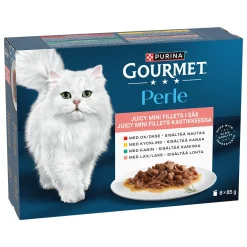 Gourmet Kissan Märkäruoka|Uutuudet Kissoille*Mini Fillets Lihaa ja kalaa kastikkeessa 8 x 85 g