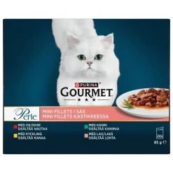 Gourmet Kissan Märkäruoka|Tarjoukset Kissoille*Perle Mini Fillets Meat&Fish Gravy 24x85g