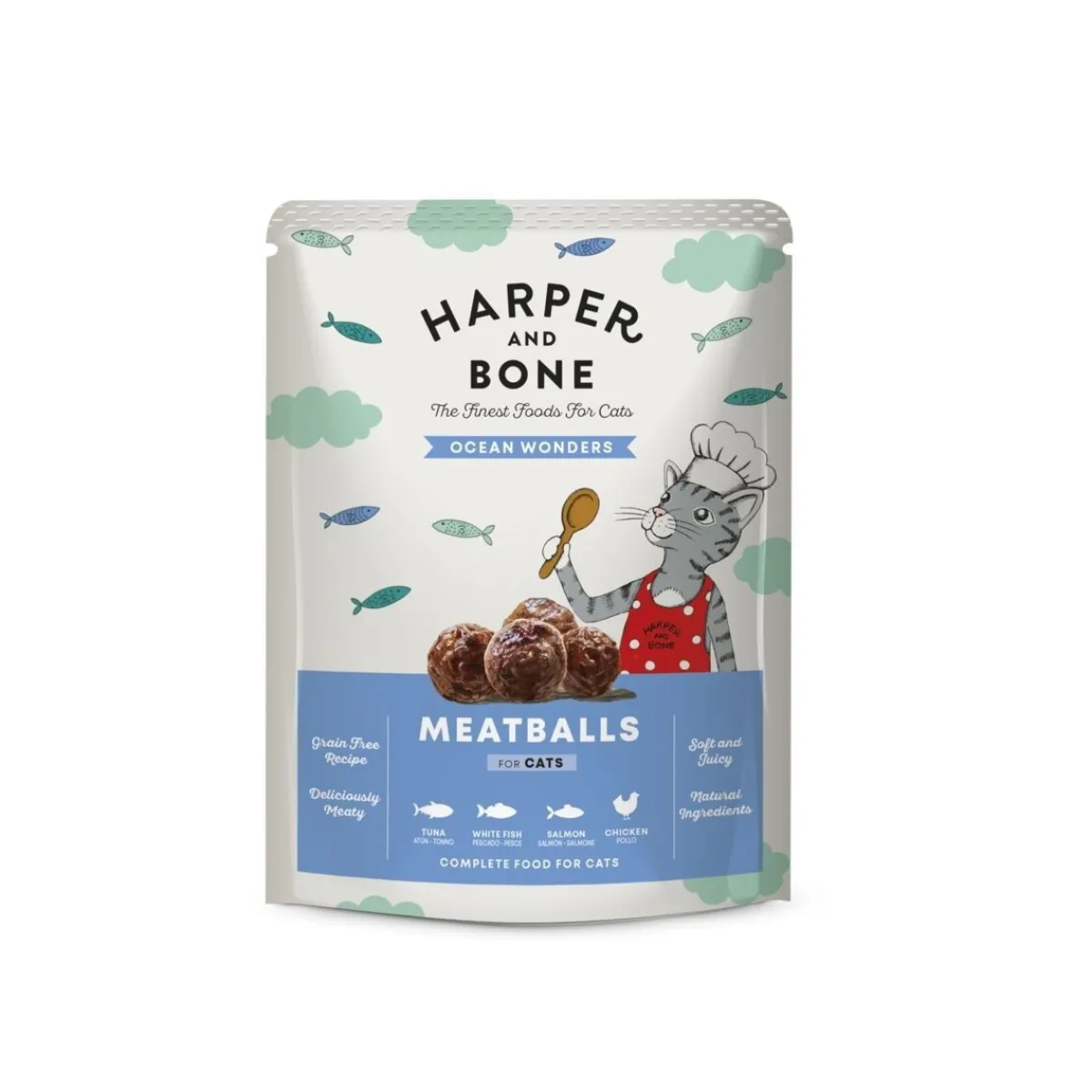 Harper and Bone Kissan Märkäruoka|Viljaton Kissanruoka*Harper & Bone Cat Pouch Adult Ocean Wonders 85 g