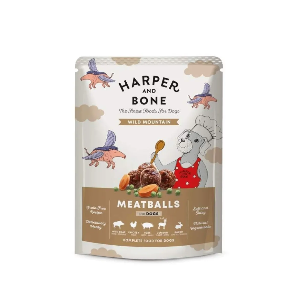 Harper and Bone Tarjoukset Koirille|Koiran Märkäruoka Ja Makkarat*Harper & Bone Dog Pouch Wild Mountain 300 g