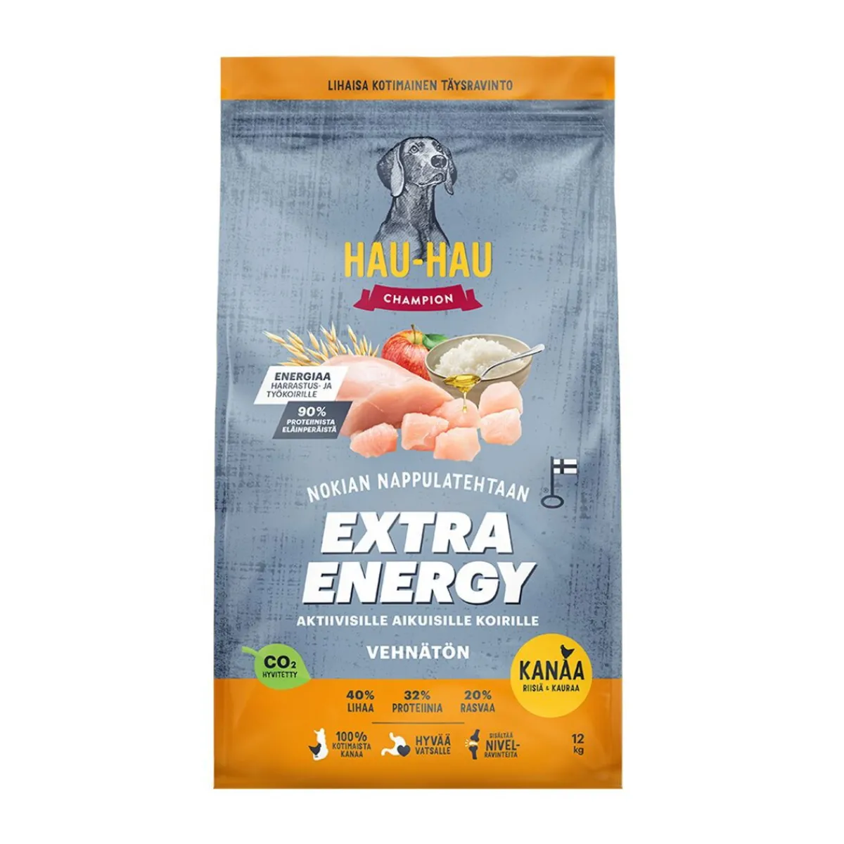 Hau Hau Champion Koiran Kuivaruoka|Koiran Kuivaruoka*Hau-Hau Champion Extra Energia Kana, riisi ja kaura 12kg