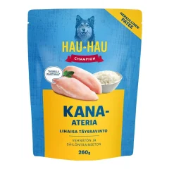 Hau Hau Champion Koiran Märkäruoka Ja Makkarat*Hau-Hau Champion kana-ateria 260 g