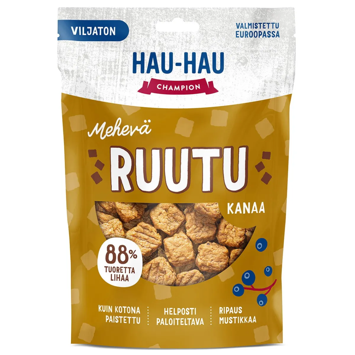 Hau Hau Champion Pikkuherkut Ja Treeninamit*Hau-Hau Champion Mehevä Ruutu Kanaa 140g