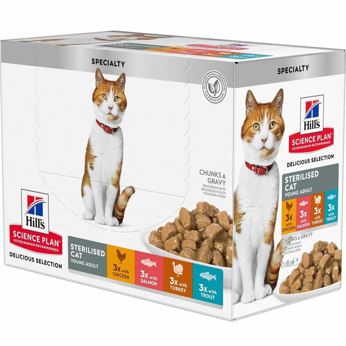 Hill's Kissan Märkäruoka|Kissan Erikoisruoat*Science Plan Cat Adult Sterilised Chicken, Fish, Trout & Turkey 12x85 g