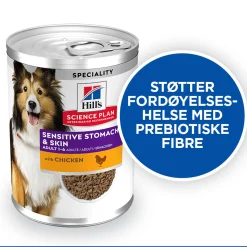 Hill's Koiranruoat Erityistapeisiin|Koiran Märkäruoka Ja Makkarat*Science Plan Dog Sensitive Stomach & Skin Chicken & Vegetables 370g
