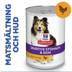 Hill's Koiranruoat Erityistapeisiin|Koiran Märkäruoka Ja Makkarat*Science Plan Dog Sensitive Stomach & Skin Chicken & Vegetables 370g