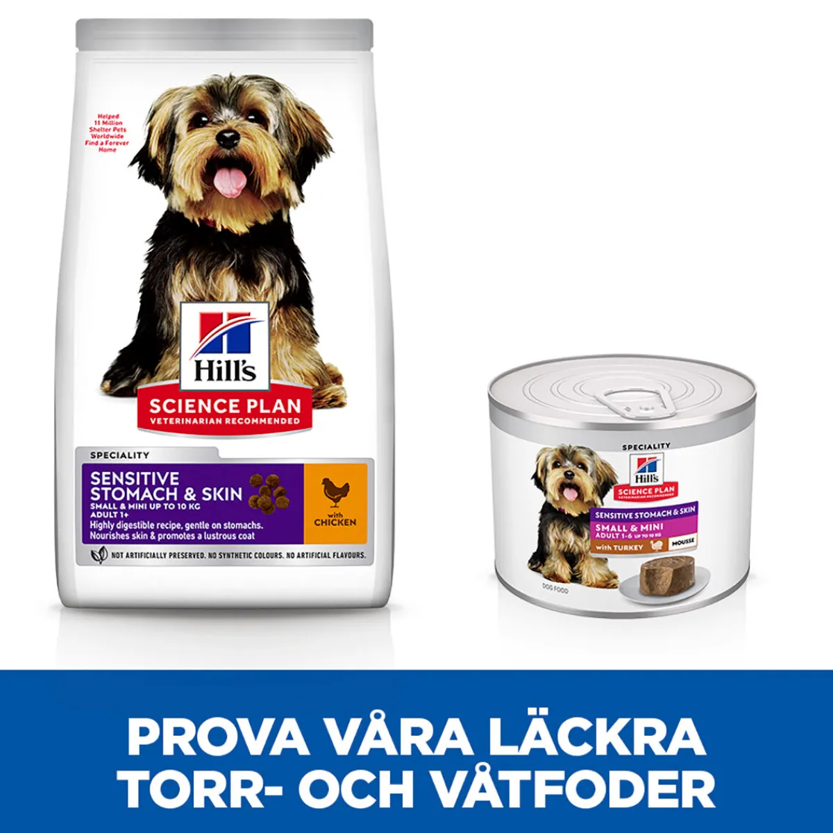 Hill's Koiranruoat Erityistapeisiin|Koiran Märkäruoka Ja Makkarat*Science Plan Dog Sensitive Stomach & Skin Mousse Small & Mini Turkey 200g