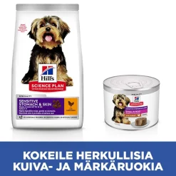 Hill's Koiranruoat Erityistapeisiin|Koiran Märkäruoka Ja Makkarat*Science Plan Dog Sensitive Stomach & Skin Mousse Small & Mini Turkey 200g
