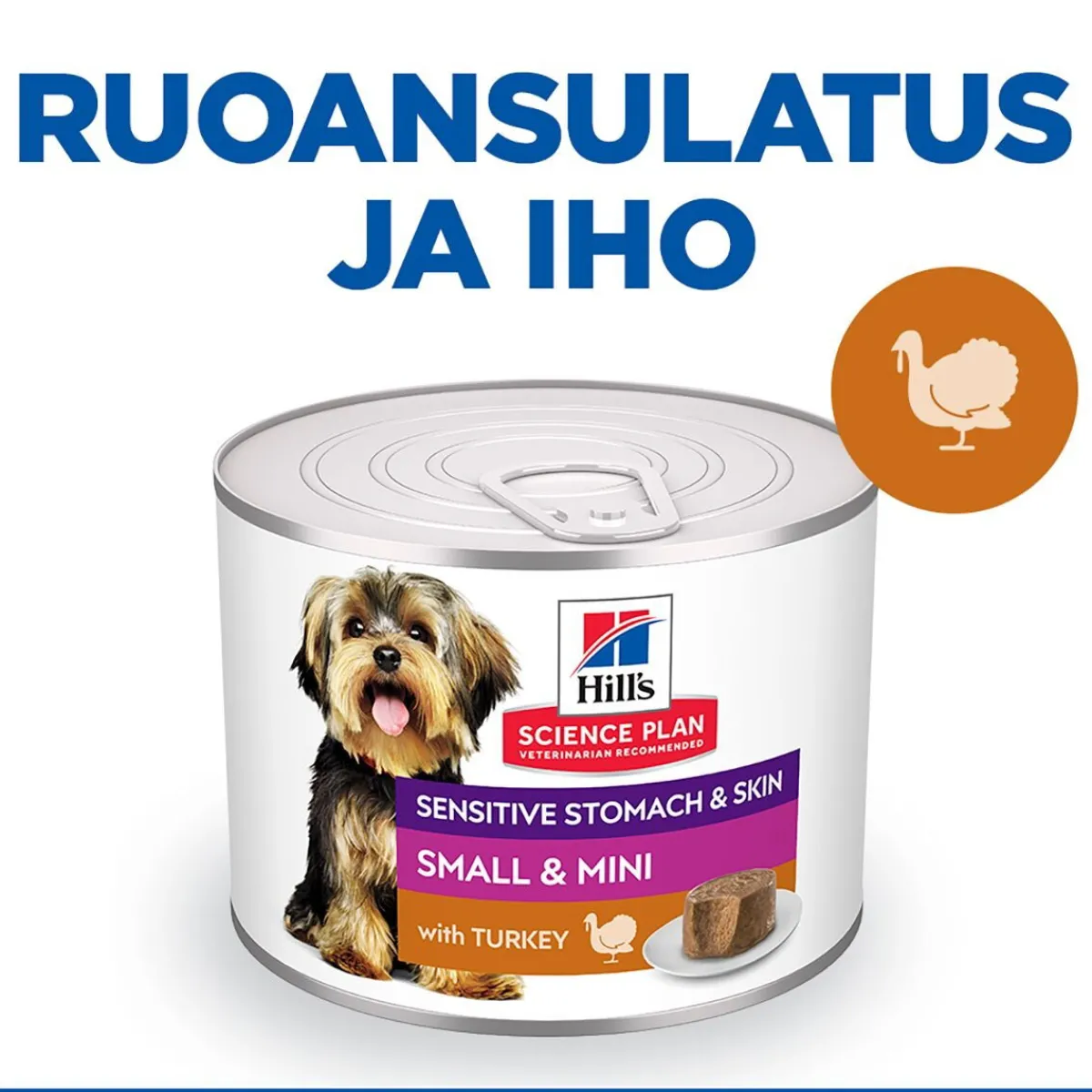 Hill's Koiranruoat Erityistapeisiin|Koiran Märkäruoka Ja Makkarat*Science Plan Dog Sensitive Stomach & Skin Mousse Small & Mini Turkey 200g