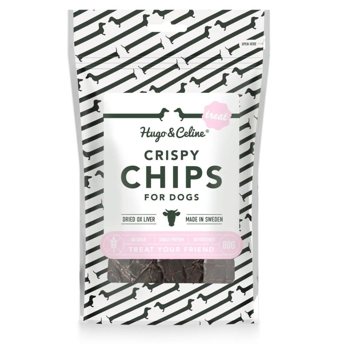 Hugo&Celine Täyslihaherkut|Pikkuherkut Ja Treeninamit*Crispy Chips maksakeksit 80g