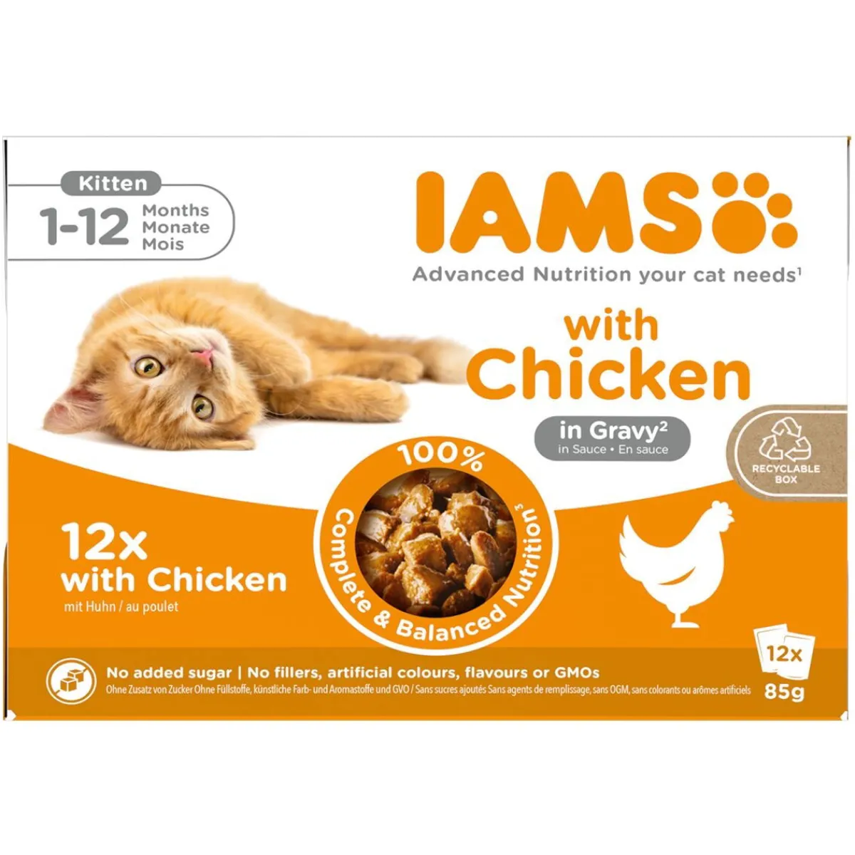 Iams Kissan Märkäruoka|Kissanpennun Ruoka*Advanced Nutrition Gravy Kitten Multibox 12 x 85 g