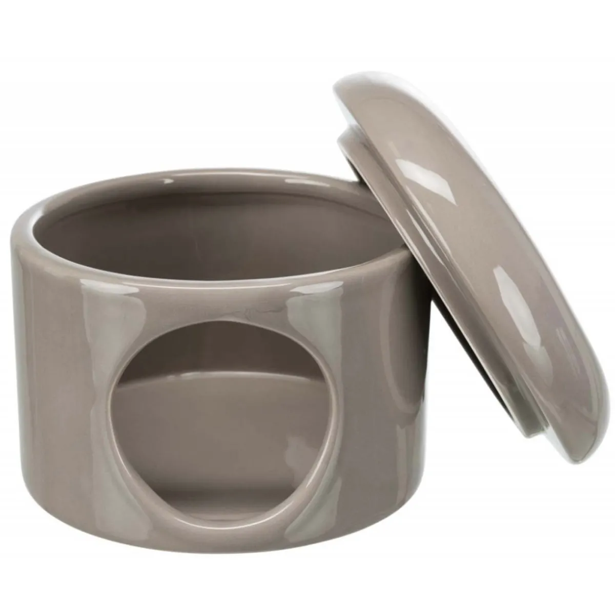 Trixie Kesyhiiren Häkin Sisustus|Pieneläinten Häkin Sisustus*Keraaminen mökki taupe 16cm