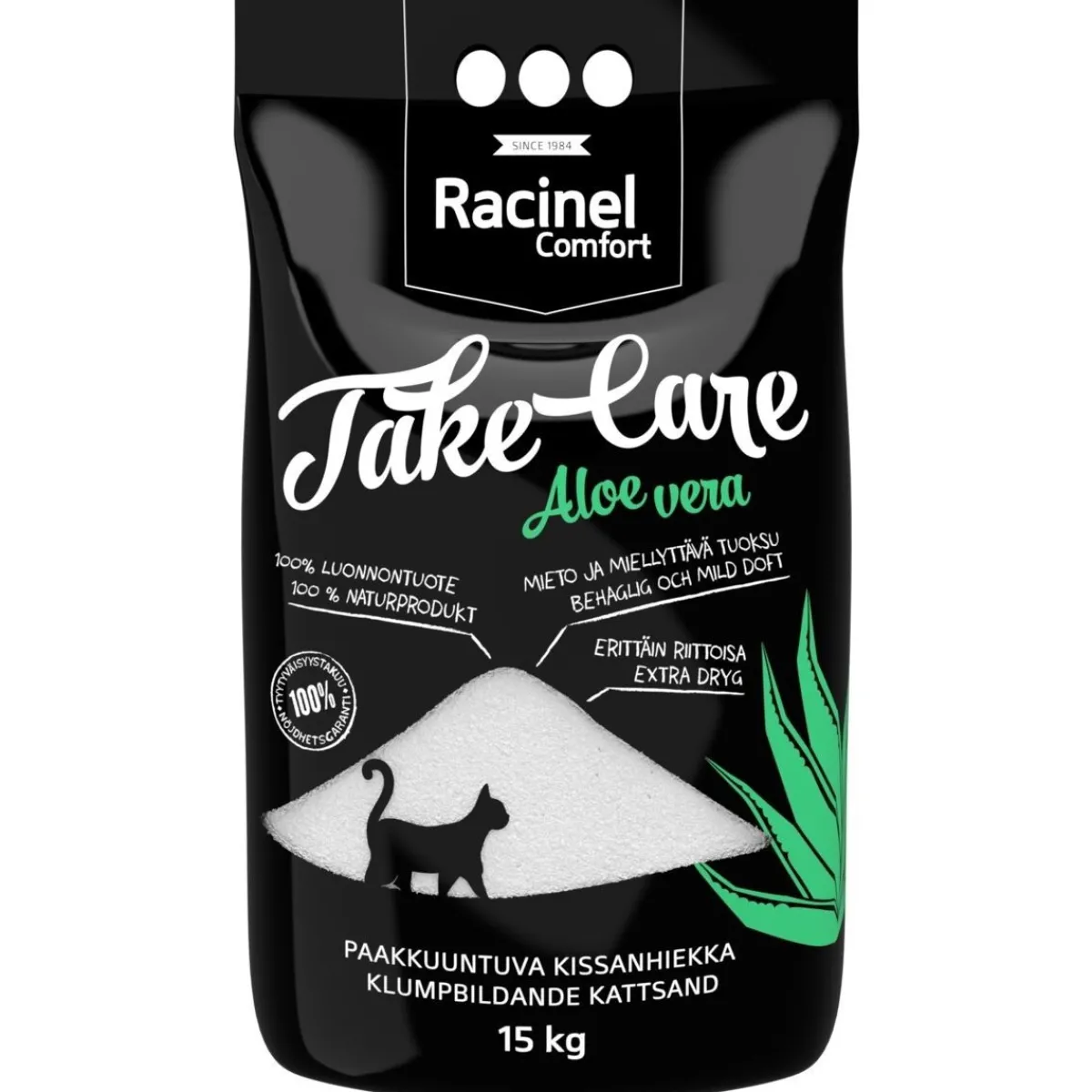 Racinel Paakkuuntuva Kissanhiekka|Hajustettu Kissanhiekka*Kissanhiekka Take Care Aloe Vera, 15kg