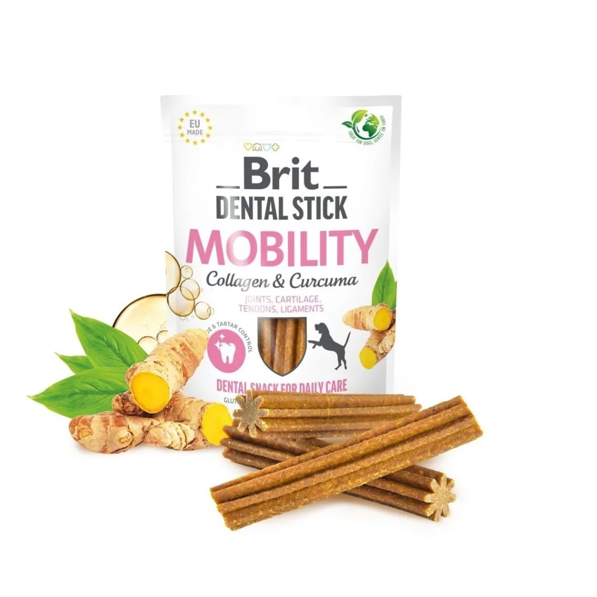 Brit Care Tarjoukset Koirille|Hammasherkut*Koiran purutikut Mobility Curcuma & Collagen 7 kpl