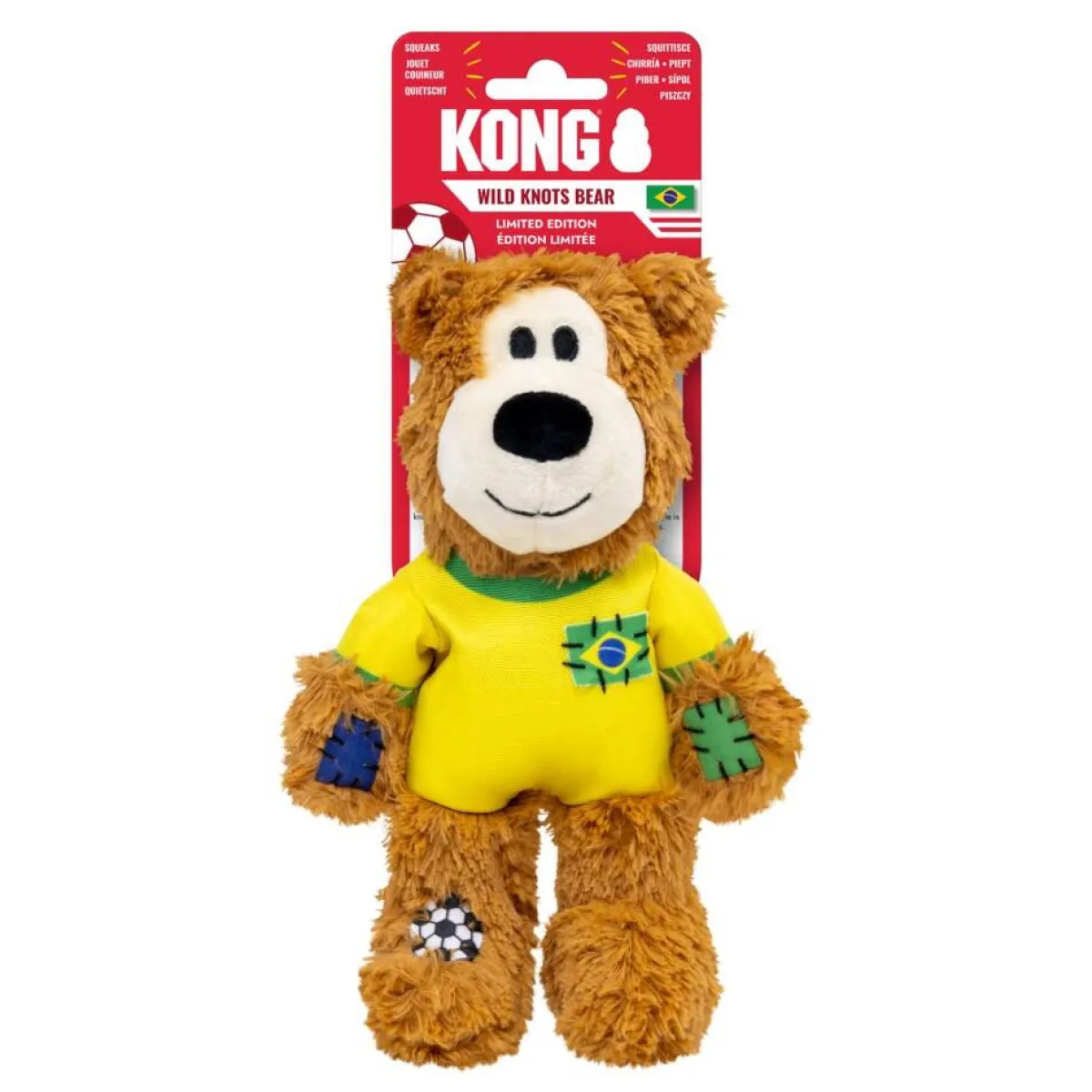 Kong Koiran Pehmolelut|Koiran Vinkulelut*Wild Knots Bear footballer Brasilia Monivärinen