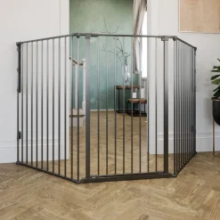DogSpace Portit|Häkit*Korkea ja säädettävä koiraportti Rocky, musta 90-221 x 104,5 cm