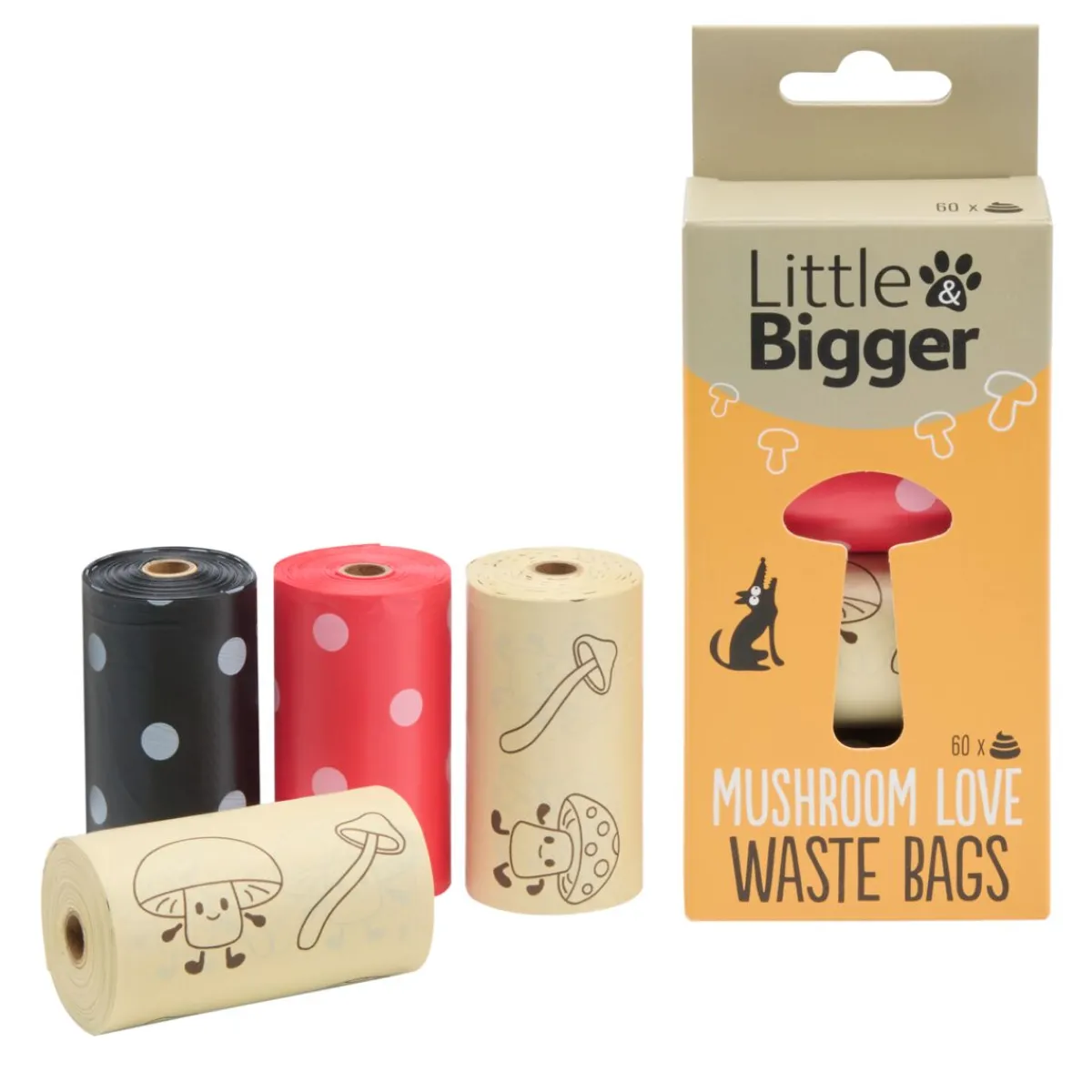 Little&Bigger Koirankakan Kerääminen|Uutuudet Koirille*Mushroom Love -koiran kakkapussit 60 kpl