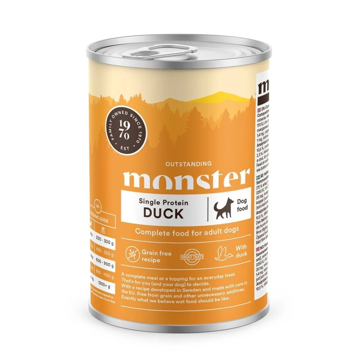 Monster Pet Food Koiranruoat Erityistapeisiin|Koiran Märkäruoka Ja Makkarat*Monster Adult Single Protein Duck 400 g