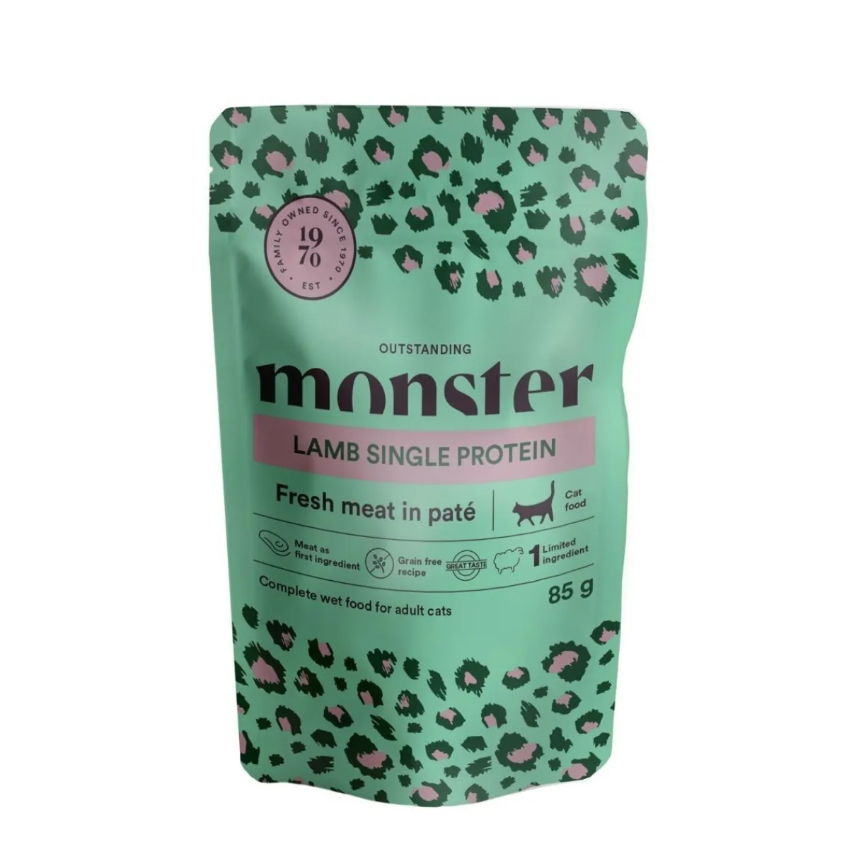 Monster Pet Food Kissan Märkäruoka|Viljaton Kissanruoka*Monster Cat Adult lammas 85 g